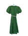 LaRoque Size M Green & Tan Cotton Short Balloon Sleeve Smocked Detail Dress Green & Tan / M