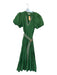 LaRoque Size M Green & Tan Cotton Short Balloon Sleeve Smocked Detail Dress Green & Tan / M