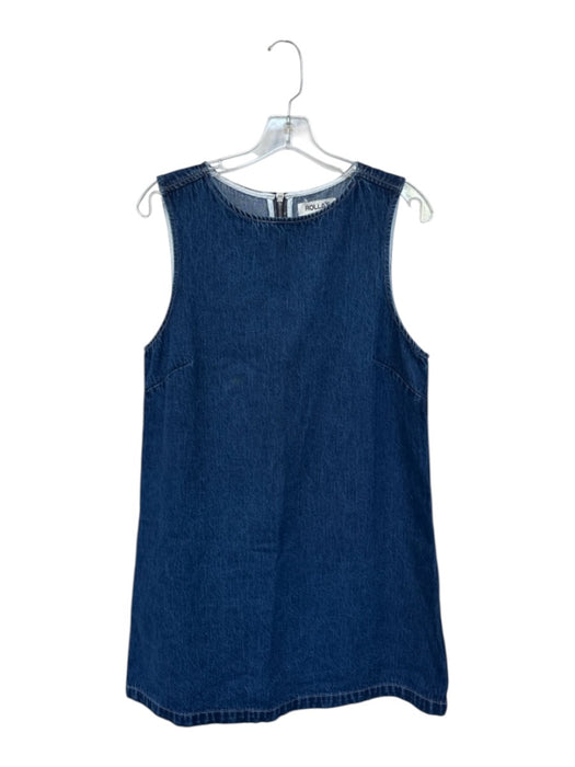 Rolla's Size L Dark Wash Cotton Blend Sleeveless shift Denim Back Zip Dress Dark Wash / L