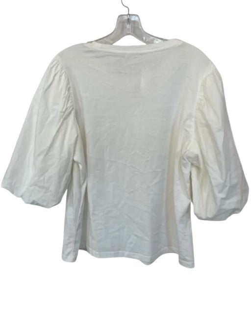 Esqualo Size L Ivory Cotton 3/4 Balloon Sleeve Top Ivory / L