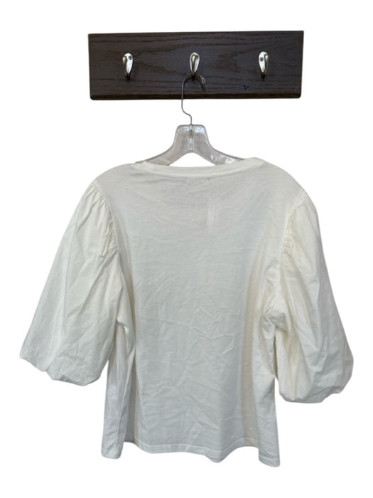 Esqualo Size L Ivory Cotton 3/4 Balloon Sleeve Top Ivory / L