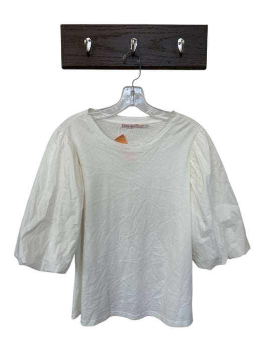 Esqualo Size L Ivory Cotton 3/4 Balloon Sleeve Top Ivory / L