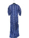 KLEID Size L Blue & Gray Cotton Short Sleeve Lines Flowers Rope Belt Dress Blue & Gray / L