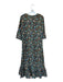 Livro Size M Navy & Tan Cotton Long Sleeve Kaleidoscope V Neck Maxi Dress Navy & Tan / M