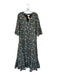 Livro Size M Navy & Tan Cotton Long Sleeve Kaleidoscope V Neck Maxi Dress Navy & Tan / M