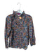 LaRoque Size S Blue & Orange Cotton Long Balloon Sleeve Botanical Buttons Top Blue & Orange / S