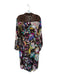 Johnny Was Size XS Brown & Multi Silk Long Sleeve Animal Print Botanical Dress Brown & Multi / XS