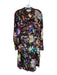 Johnny Was Size XS Brown & Multi Silk Long Sleeve Animal Print Botanical Dress Brown & Multi / XS