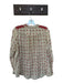 Johnny Was Size L Cream & Red Cupra Long Sleeve Grid Embroidered Flowers Top Cream & Red / L
