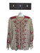 Johnny Was Size L Cream & Red Cupra Long Sleeve Grid Embroidered Flowers Top Cream & Red / L