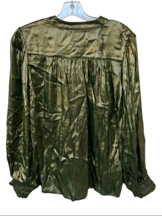 Oliphant Size M Green & Gold Viscose Metallic Long Balloon Sleeve Top Green & Gold / M