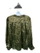 Oliphant Size M Green & Gold Viscose Metallic Long Balloon Sleeve Top Green & Gold / M