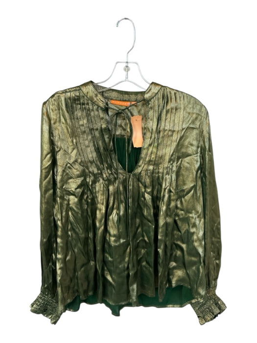 Oliphant Size M Green & Gold Viscose Metallic Long Balloon Sleeve Top Green & Gold / M