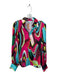 Crosby Size M Multi Polyester Long Balloon Sleeve Swirls Buttons Top Multi / M