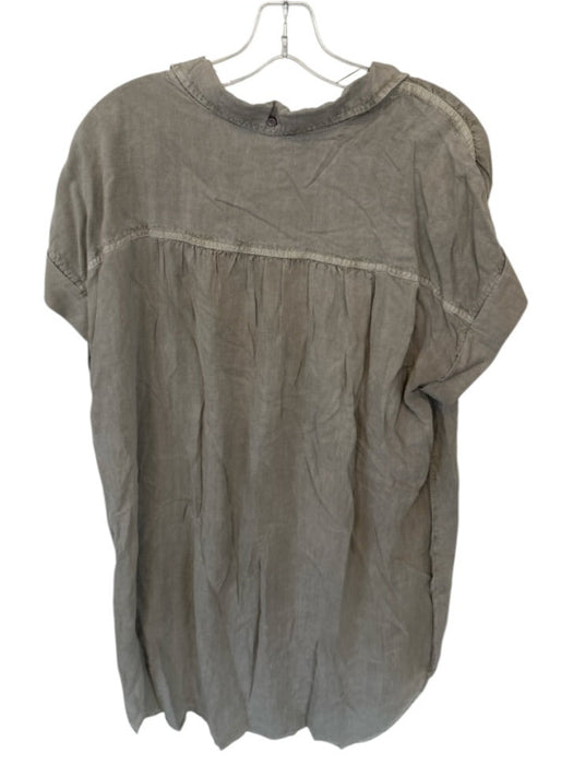 Cloth & Stone Size L Taupe Tencel Short Sleeve Button Down Dress Taupe / L