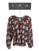 Bell Size M Black & Mauve Cotton & Silk Long Balloon Sleeve Abstract Tassels Top Black & Mauve / M