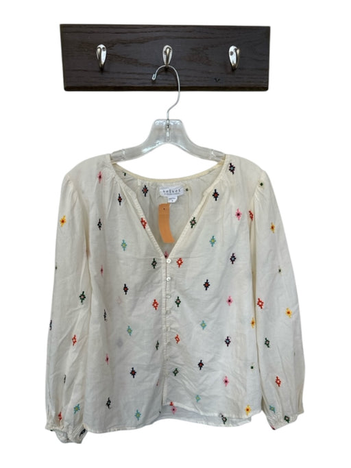 Velvet Size S Cream & Multi Cotton Long Sleeve Embroidered Western Top Cream & Multi / S