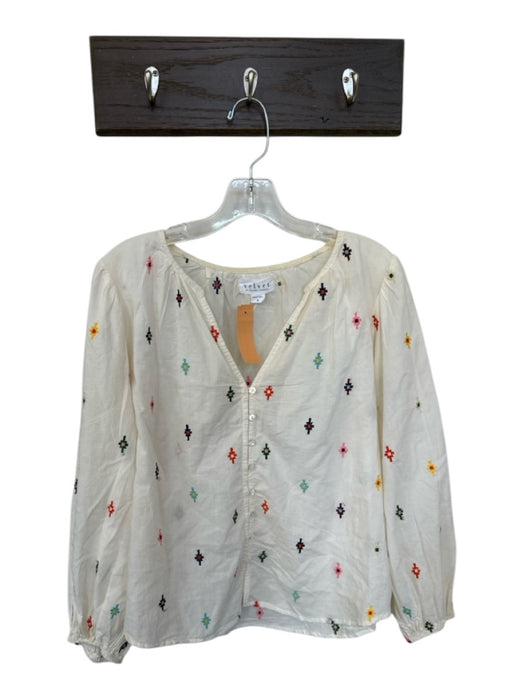 Velvet Size S Cream & Multi Cotton Long Sleeve Embroidered Western Top Cream & Multi / S