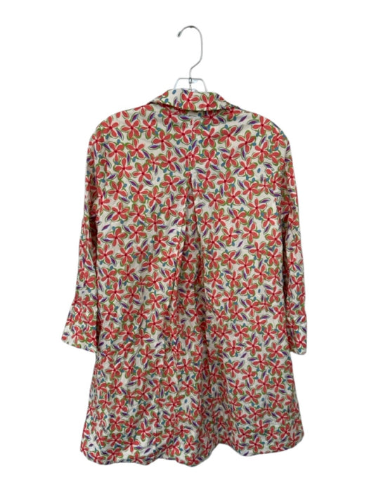 English Factory Size S Orange & Green Cotton Long Sleeve Flowers Collar Dress Orange & Green / S
