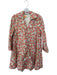 English Factory Size S Orange & Green Cotton Long Sleeve Flowers Collar Dress Orange & Green / S