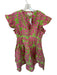 Sohana Size L Green & Pink Cotton Flutter Sleeves Botanical V Neck Dress Green & Pink / L