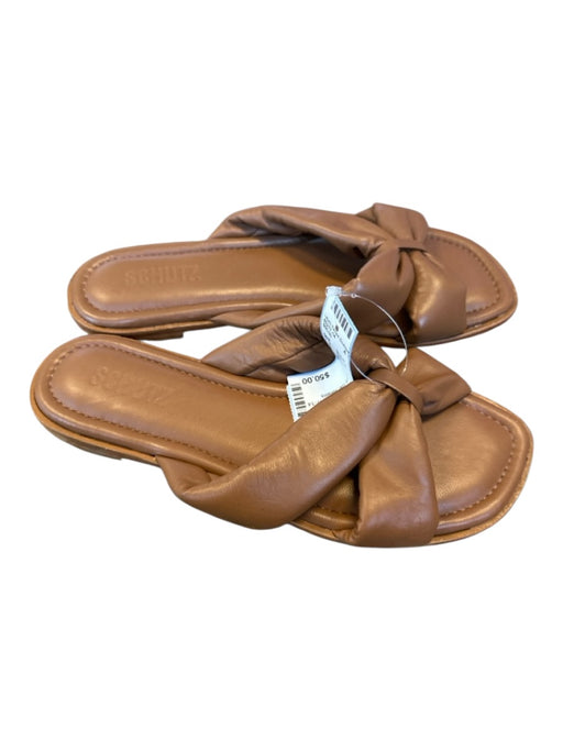 Schutz Shoe Size 8 Brown Leather Square Toe Sandals Brown / 8