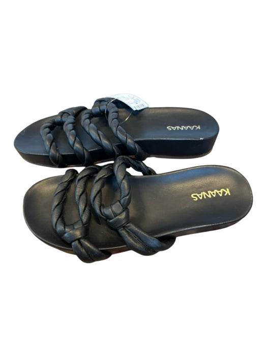 Kaanas Shoe Size 8 Black Leather Braided Sandals Black / 8