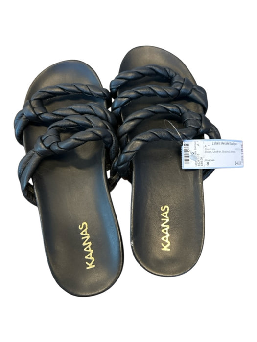 Kaanas Shoe Size 8 Black Leather Braided Sandals Black / 8