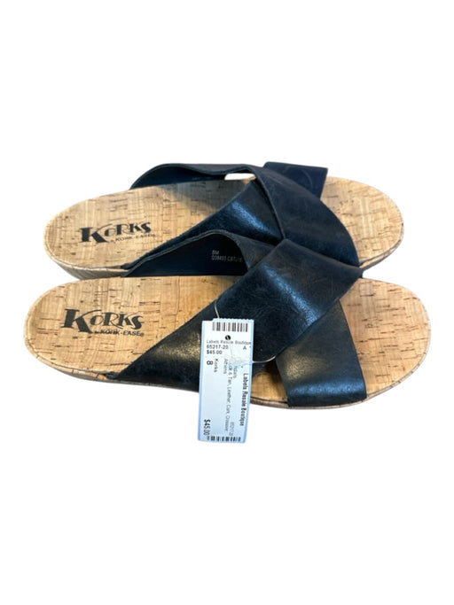 Korks Shoe Size 8 Black & Tan Leather Cork Crossover Sandals Black & Tan / 8