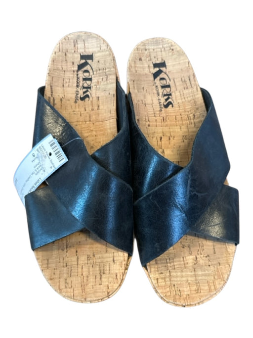 Korks Shoe Size 8 Black & Tan Leather Cork Crossover Sandals Black & Tan / 8