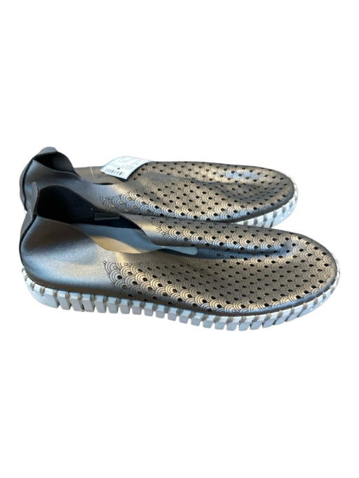 Ilse Jacobsen Shoe Size 38 Pewter Leather Perforated Flats Pewter / 38