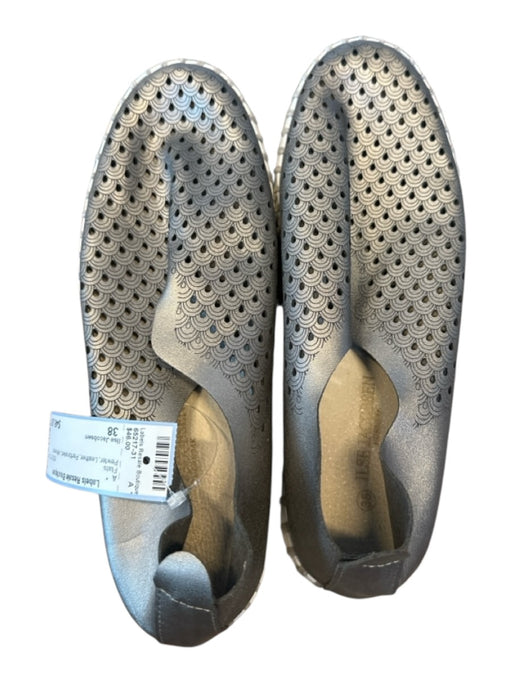Ilse Jacobsen Shoe Size 38 Pewter Leather Perforated Flats Pewter / 38