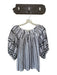 Tyler Boe Size S Black & Peach Linen 3/4 Balloon Sleeve Striped V Neck Top Black & Peach / S