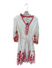 Shoshanna Size 8 White & Red Cotton Long Balloon Sleeve Embroidered Belted Dress White & Red / 8