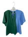 Crosby Size M Blue & Green Cotton Short Sleeve Color Block Back Tie Top Blue & Green / M