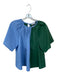 Crosby Size M Blue & Green Cotton Short Sleeve Color Block Back Tie Top Blue & Green / M