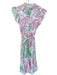 Sheridan French Size M Green & Pink Cotton Flutter Sleeves Palm Trees Dress Green & Pink / M
