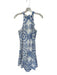 Trina Turk Size L White & Blue Cotton Sleeveless Embroidered Drop Waist Dress White & Blue / L