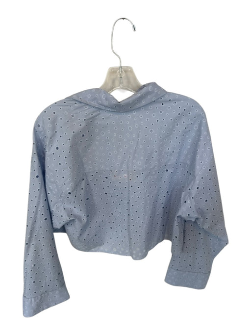 Pearl by Lela Rose Size S Slate Blue Cotton Long Sleeve Circle Cut Outs Top Slate Blue / S