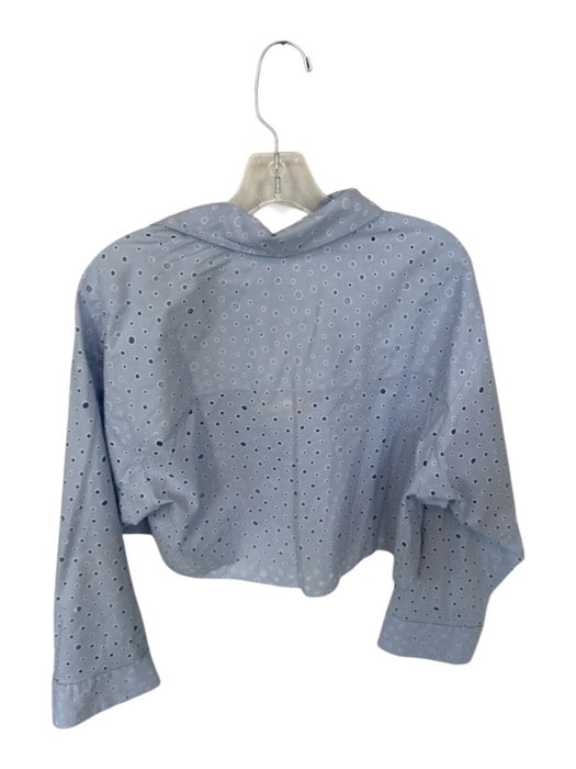 Pearl by Lela Rose Size S Slate Blue Cotton Long Sleeve Circle Cut Outs Top Slate Blue / S