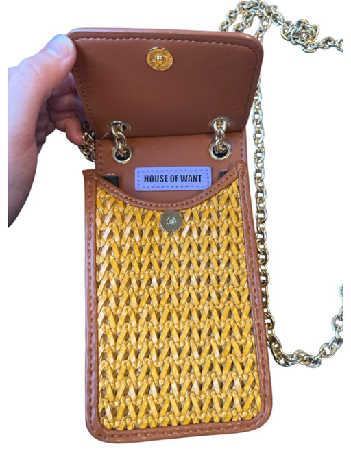 House of Want Brown & Tan Vegan Leather Woven Chain Strap Crossbody Bag Brown & Tan / XS