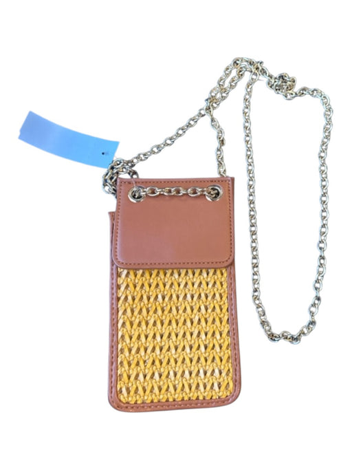 House of Want Brown & Tan Vegan Leather Woven Chain Strap Crossbody Bag Brown & Tan / XS