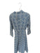 Shoshanna Size L Blue & Cream Cotton Long Sleeve Checkered Front Tie Dress Blue & Cream / L