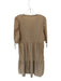 Nation Size L Tan Cotton 3/4 Balloon Sleeve V Neck Maxi Dress Tan / L