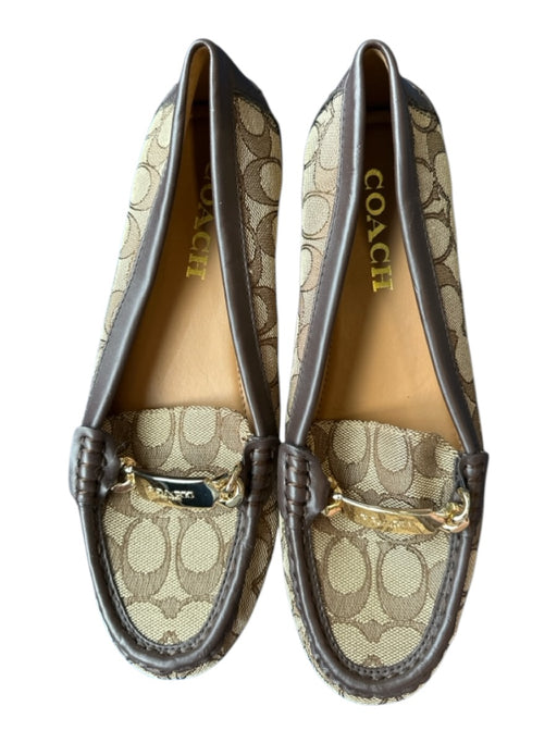 Coach Shoe Size 8B Brown & Tan Canvas & Leather Logo Horsebit Loafers Brown & Tan / 8B