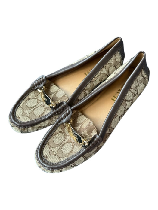 Coach Shoe Size 8B Brown & Tan Canvas & Leather Logo Horsebit Loafers Brown & Tan / 8B