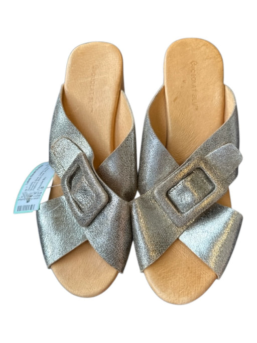 Chocolat Blu Shoe Size 8 Brown & Silver Leather Buckle Cork Platform Sandals Brown & Silver / 8