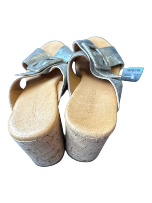 Chocolat Blu Shoe Size 8 Brown & Silver Leather Buckle Cork Platform Sandals Brown & Silver / 8