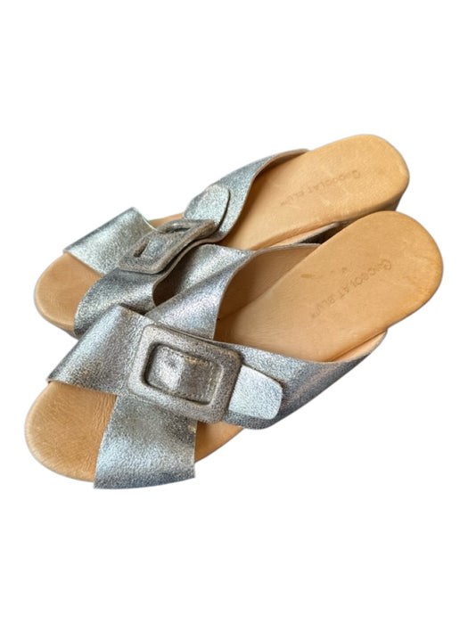 Chocolat Blu Shoe Size 8 Brown & Silver Leather Buckle Cork Platform Sandals Brown & Silver / 8