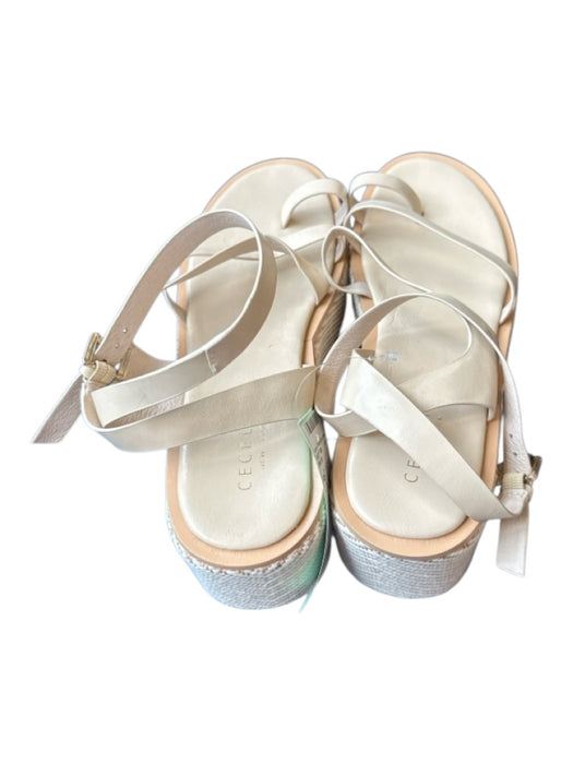 Cecelia New York Shoe Size 9 Cream & Tan Leather Wicker Platform Sandals Cream & Tan / 9